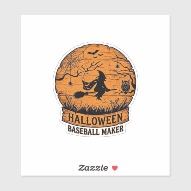 Sticker Fabricant de baseball Halloween Sorcière volante L (Feuille)