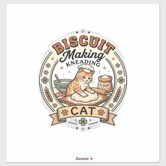 Sticker Fabrication de biscuits Pétrissage Chat Fabricatio (Feuille)