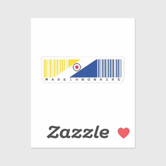 Sticker Fabriqué à Bonaire Drapeau Code-Barres (Feuille)