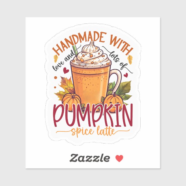 Sticker Fabriqué à la main avec beaucoup d'amour et latte  (Feuille)