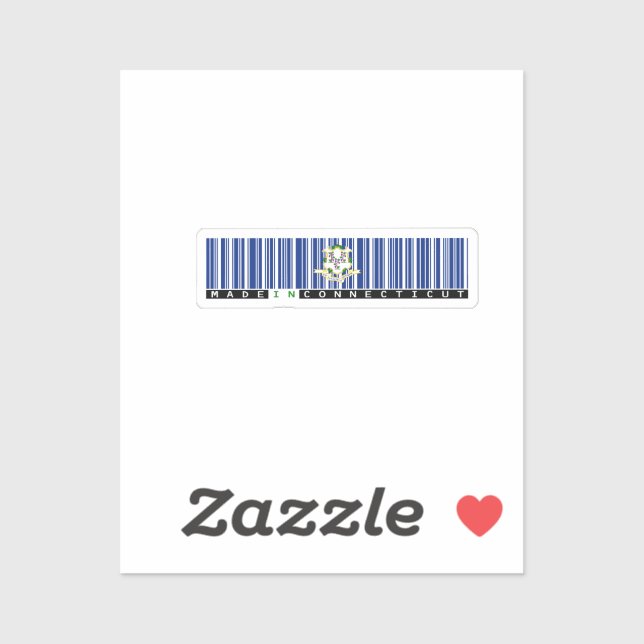 Sticker Fabriqué au Connecticut | Drapeau code-barres (Feuille)