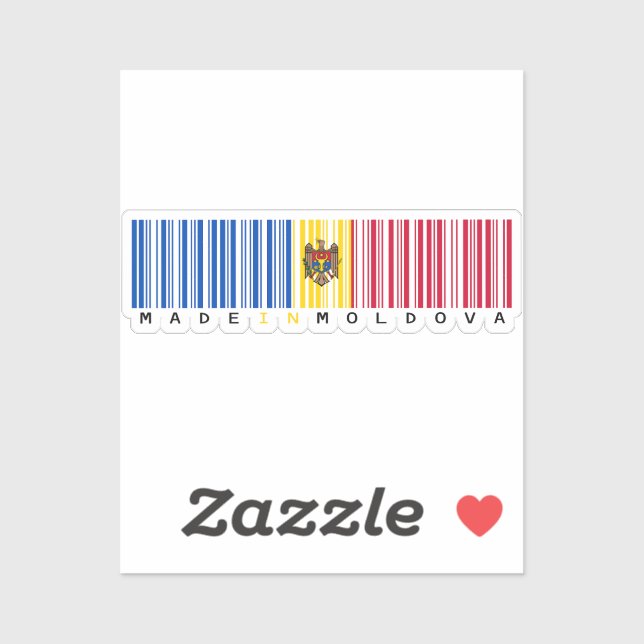 Sticker Fabriqué au drapeau de code-barres de Moldavie (Feuille)