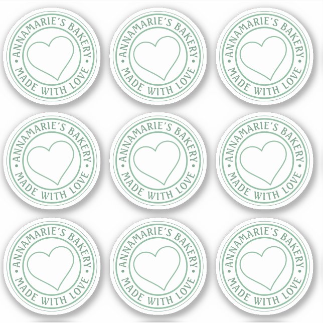 Sticker Fabriqué avec amour Coeur fait maison Affaires ver (Devant)