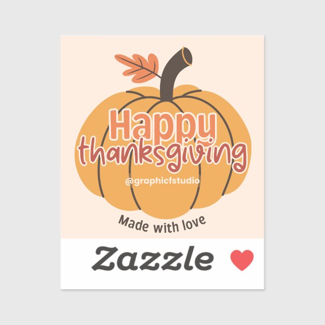 Sticker Fabriqué avec le Bon thanksgiving d'amour (Feuille)