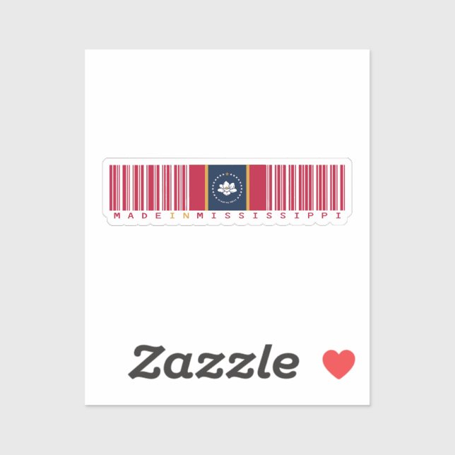 Sticker Fabriqué dans le Mississippi code à barres de l'Ét (Feuille)