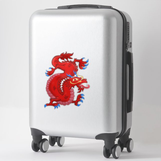 Sticker Fabrique, Rouge, Dragon Oriental (Sur valise)