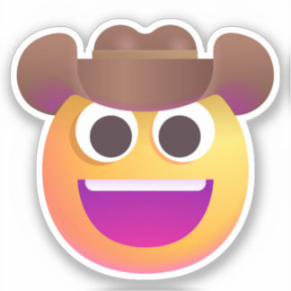 Sticker Face Casquette Cowboy Ombragé Emoji mignon Drôle A