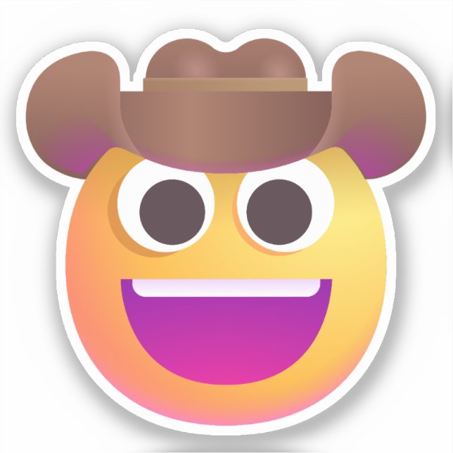 Sticker Face Casquette Cowboy Ombragé Emoji mignon Drôle A (Recto)