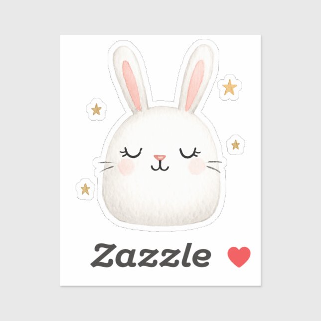 Sticker Face de lapin mignonne - Jeu de lapin blanc adorab (Feuille)