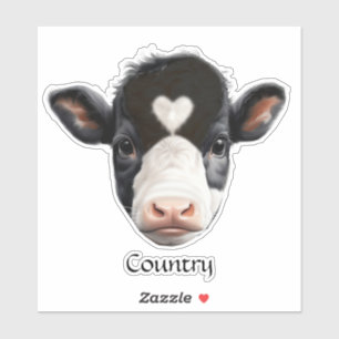 Sticker Face de vache noire et blanche