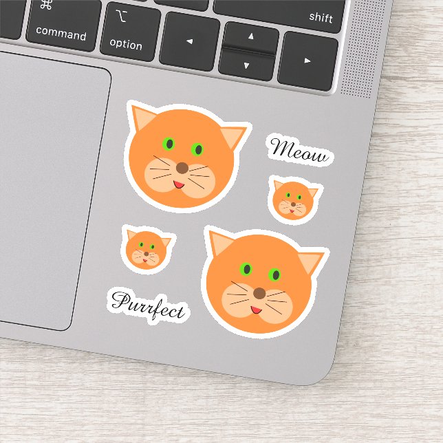 Sticker Face et texte de chat orange mignon (Détail)