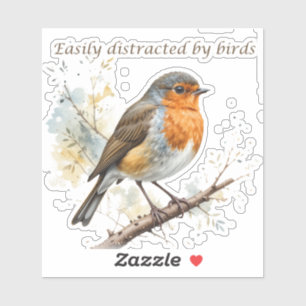 Sticker Facile à distraire par les oiseaux Citation amusan