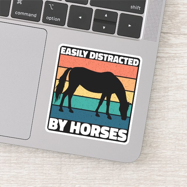 Sticker Facilement Distrait Par Les Amateurs De Chevaux Mi (Détail)