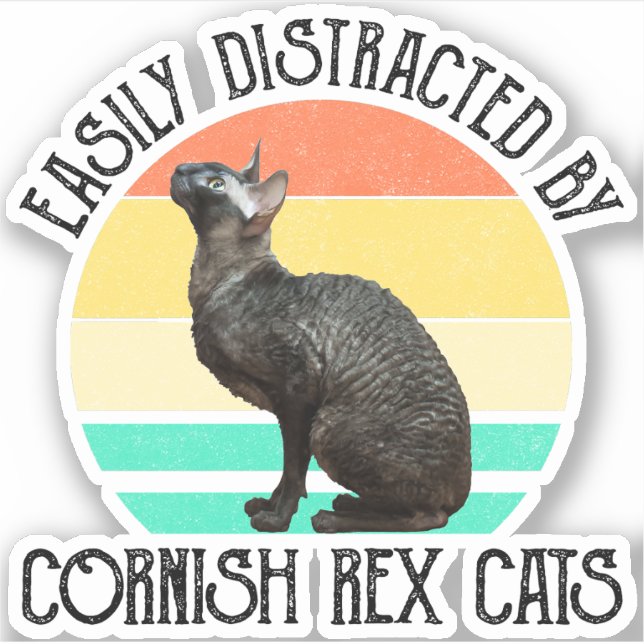 Sticker Facilement Distrait Par Les Chats Cornish Rex (Devant)