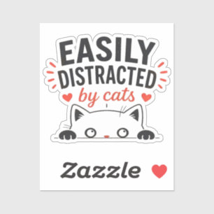 Sticker Facilement Distrait par les Chats Minimaliste Amat