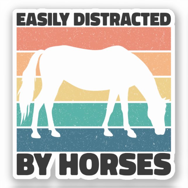 Sticker Facilement Distrait Par Les Chevaux Élevant Cool A (Recto)