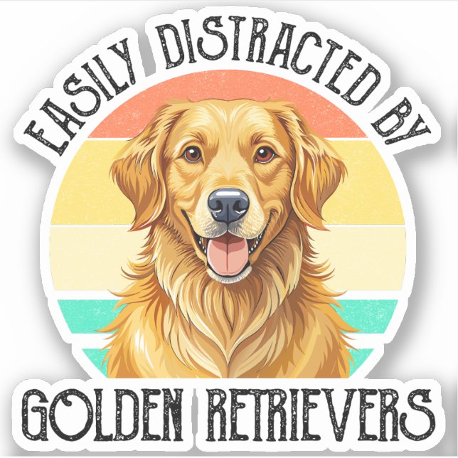 Sticker Facilement Distrait Par Les Golden Retrievers (Devant)