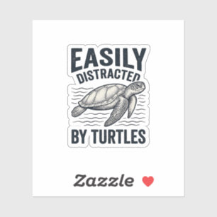 Sticker Facilement Distrait Par Les Tortues Design De T-Sh