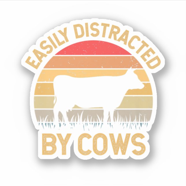 Sticker Facilement Distrait Par Les Vaches Fabriquant Un V (Devant)