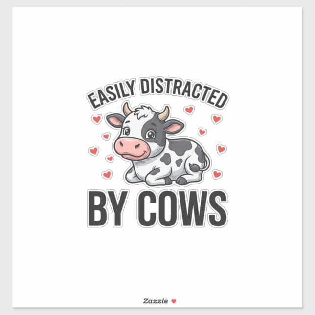 Sticker Facilement distrait par les vaches Graphique de va (Feuille)