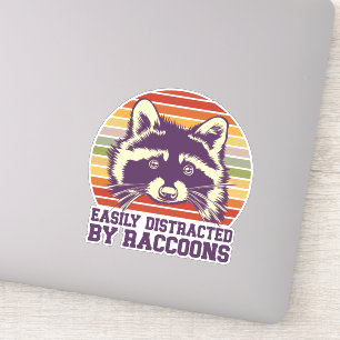 Sticker Facilement Distrait Par Raccoons Retro Vintage Sun