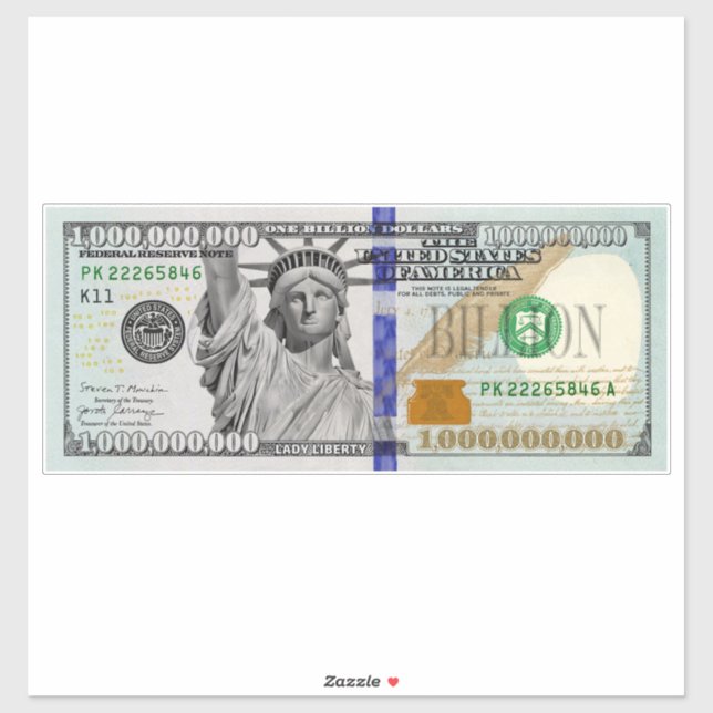 Sticker Facture d'un milliard de dollars avec Lady Liberty (Feuille)