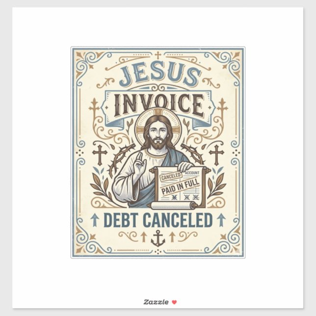 Sticker Facture Jésus Dette Annulée Facture Jésus Dette Pe (Feuille)