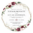 Faire-part de mariage géométrique bordeaux et bleu