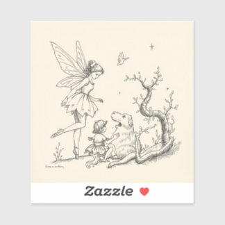 Sticker Fairy Tale–Themed Black and White Painting Images 