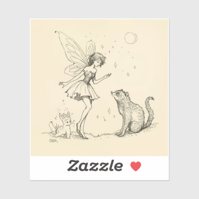 Sticker Fairy Tale–Themed Black and White Painting Images  (Feuille)