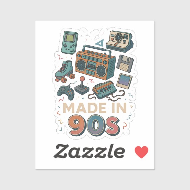 Sticker Fait dans les années 90 Technologie Rétro Nostalgi (Feuille)