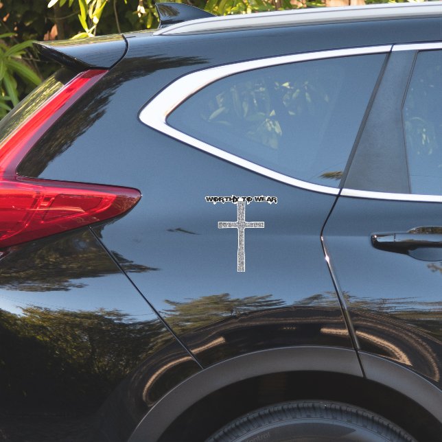 Sticker Faith Cross Silver - À Porter (Dos de voiture)