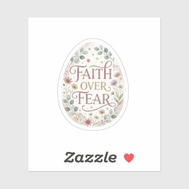 Sticker Faith Over Fear Floral Easter Egg Religious  (Feuille)