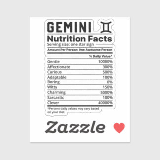 Sticker Faits nutritionnels de Gemini