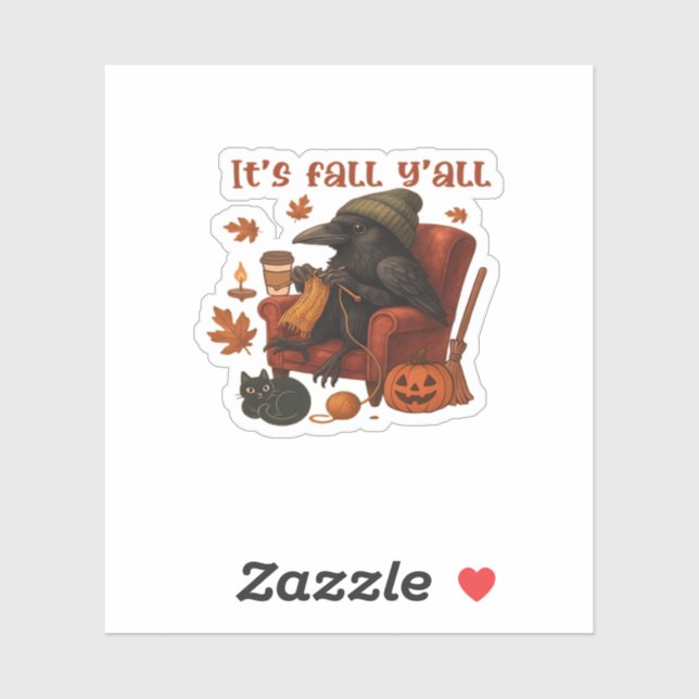 Sticker Fall Crow - It’s Fall Y’all Art (Feuille)