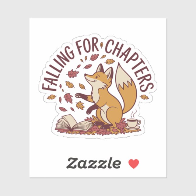 Sticker Falling for Chapitres — Fox, thé et livres (Feuille)