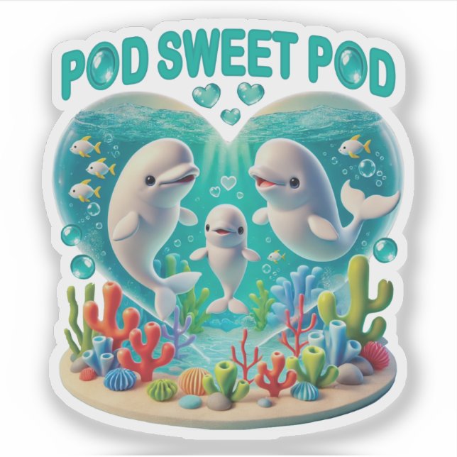 Sticker Famille de baleines "Pod Sweet Pod" (Devant)