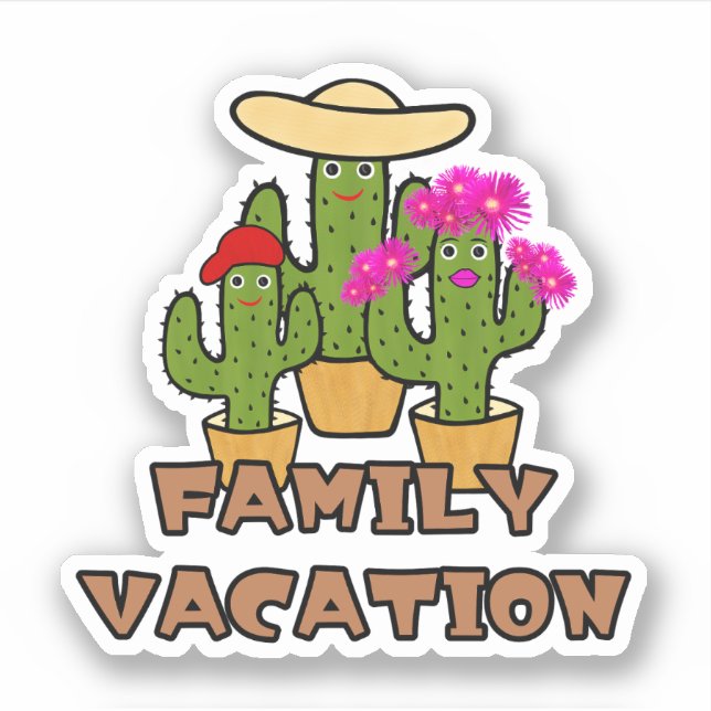 Sticker Famille de cactus mignons (Devant)