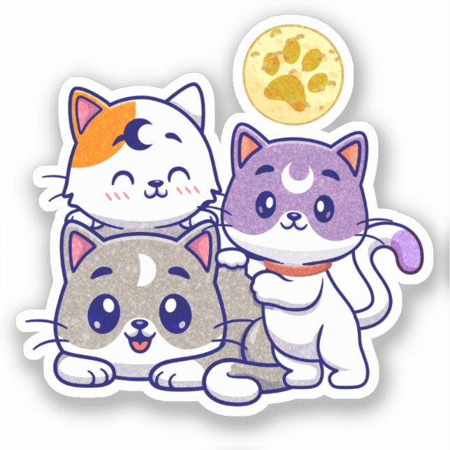 Sticker Famille de chats mignons (Recto)