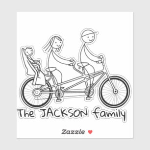Sticker Famille de silhouette sur vélo tandem avec siège b