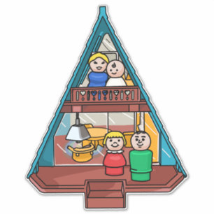Sticker Famille Des Petits Gens Dans Leur Maison A-Frame
