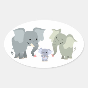 Sticker Famille Eléphant Cartoon Cute