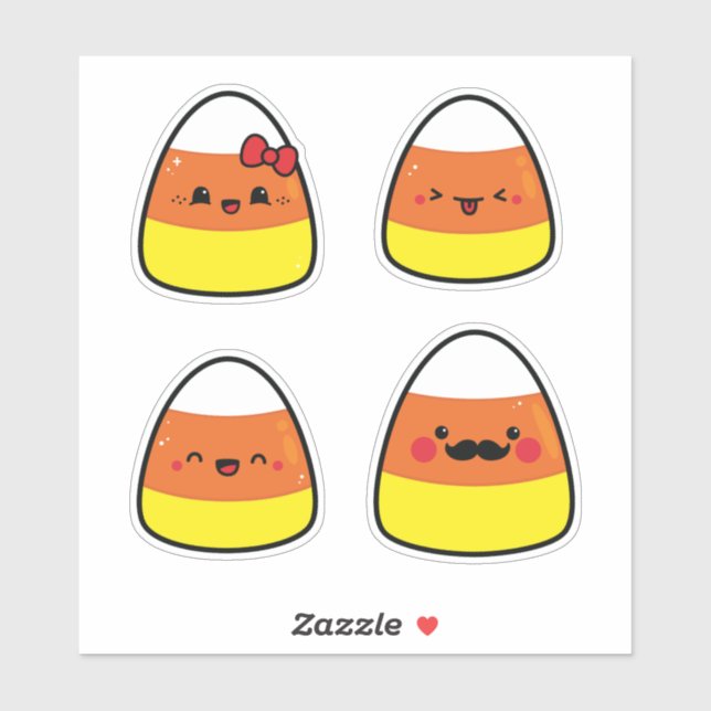 Sticker famille Kawaii Candy Corn Halloween (Feuille)