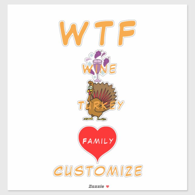 Sticker Famille WTF Wine Turkey Thunder_Cove (Feuille)