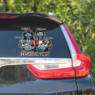 Sticker Famille Zombie avec jumeaux   Halloween drôle