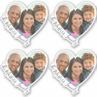 Sticker Family Heart Photo Elegant Sweet Script
