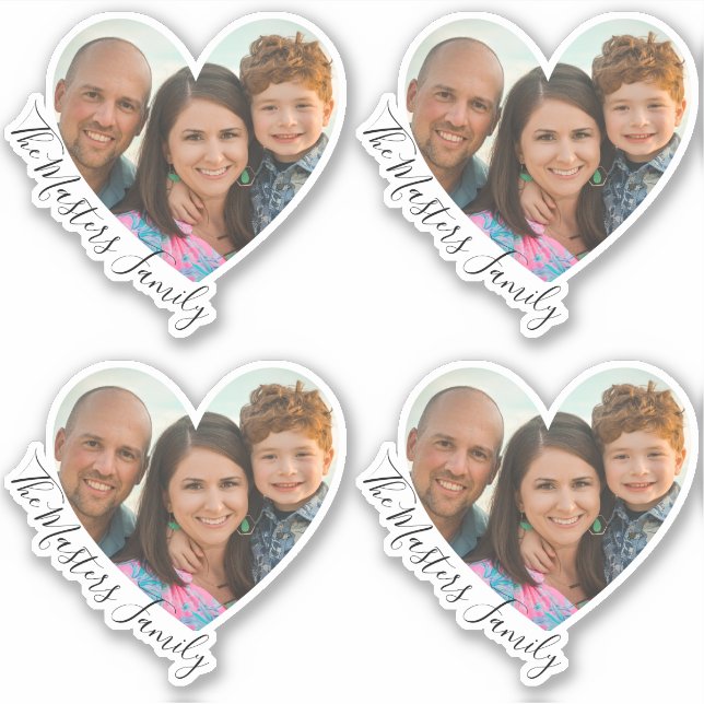 Sticker Family Heart Photo Elegant Sweet Script (Devant)