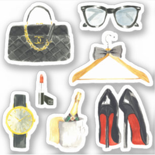 Sticker Fancy Girl Purse Talons Lipstick Planner Fun