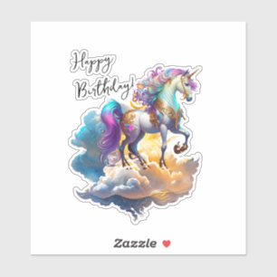 Sticker Fantaisie de licorne magique nuages romance annive