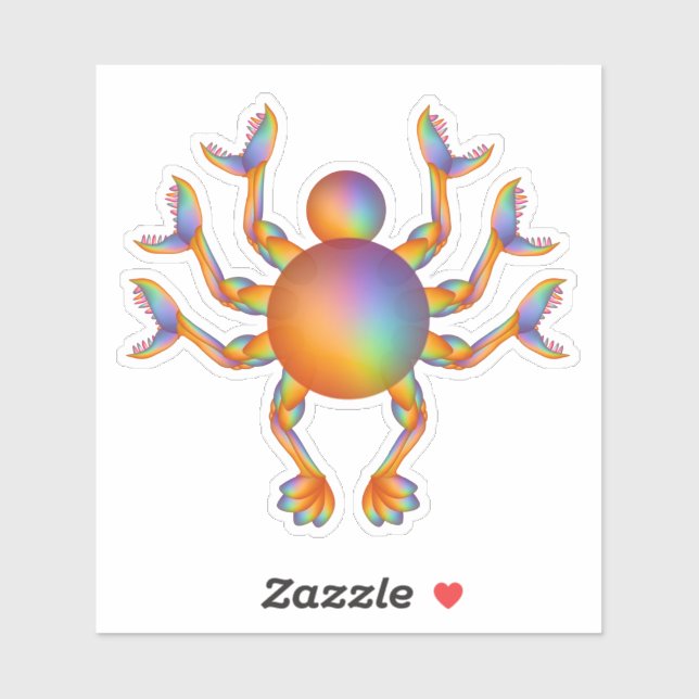 Sticker Fantaisie Weirdcore Crabe Peinture Numérique (Feuille)